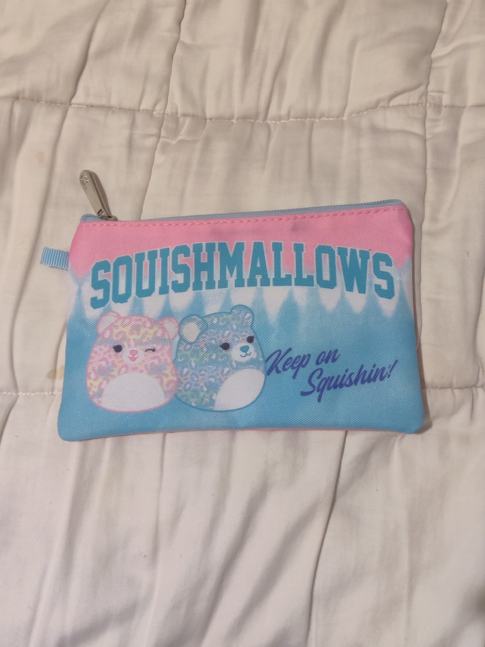 Squishmallows In My Squish Era Pencil Case Makeup Pouch Blue Pink Tie Dye Cute